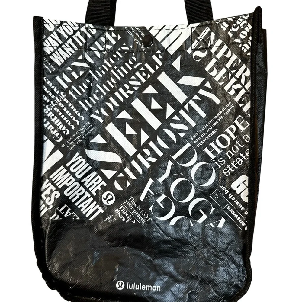 Lululemon Bundle of 3 Red Black Small Reusable Gift Shopping Tote Bags